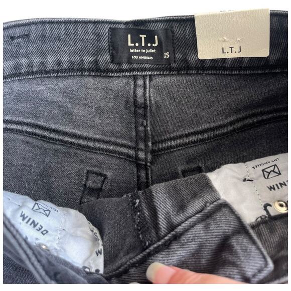 LTJ Frayed hem black denim shorts XS NWT - Picture 3 of 8